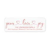 レッドホワイトピースラブジョークリスマスホリデー ラベル (正面)