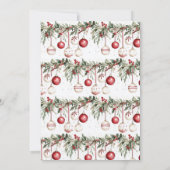 レッドホワイトフェスティバルオーナメントズボーブルズホリデーパーティー 招待状 (裏面)