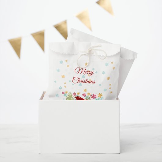 レッドホワイトフェスティバル冬かわいい鹿メリークリスマス フェイバーバッグ (パーティー)