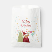 レッドホワイトフェスティバル冬かわいい鹿メリークリスマス フェイバーバッグ (正面)
