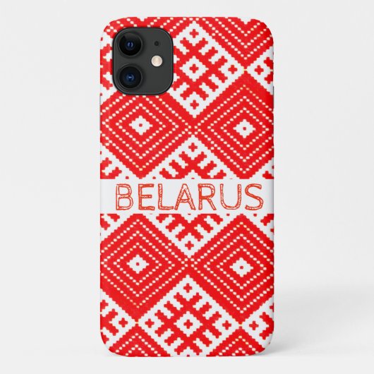レッドホワイトフォークパターンベラルーシiPhone 11ケース Case-Mate iPhoneケース (裏面)