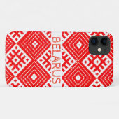 レッドホワイトフォークパターンベラルーシiPhone 11ケース Case-Mate iPhoneケース (裏面(横))
