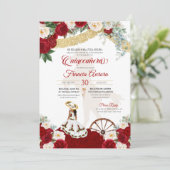 レッドホワイトフローラエレガント金ゴールド – チャロキンセアニェラ 招待状 (スタンド正面)