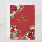 レッドホワイトフローラシャーロブーツスウィート16キンセアニラ 招待状 (裏面)