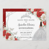 レッドホワイトフローラシルバードレスキンセアニェラスウィート16 セーブザデート (正面/裏面)