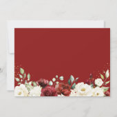 レッドホワイトフローラネイビーブルー金ゴールド紙吹雪結婚ズ セーブザデート (裏面)