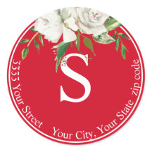 レッドホワイトフローラモノグラム差出人住所