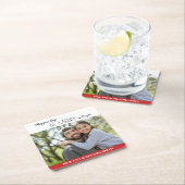 レッドホワイトブライトメリークリスマスホリデー スクエアペーパーコースター (インサイチュ)