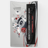 レッドホワイトブラックカジノをテーマにした40歳の誕生日パーティー 横断幕 (縦)