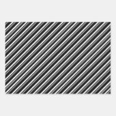 レッドホワイトブラックキャンディーケーンストライプホリデー ラッピングペーパーシート (正面3)