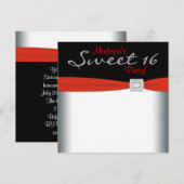 レッドホワイトブラックスウィート16バースデーパーティー 招待状 (正面/裏面)