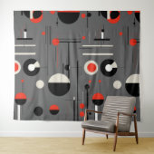レッドホワイトブラックバウハウス幾何学模様 タペストリー (インサイチュ(横))