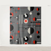 レッドホワイトブラックバウハウス幾何学模様 タペストリー (正面)