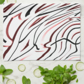 レッドホワイトブラック抽象芸術ストライプデザイン キッチンタオル (折り畳み)