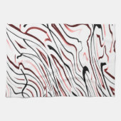 レッドホワイトブラック抽象芸術ストライプデザイン キッチンタオル (横)