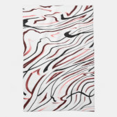 レッドホワイトブラック抽象芸術ストライプデザイン キッチンタオル (縦)