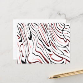 レッドホワイトブラック抽象芸術ストライプデザイン ポストカード
