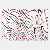 レッドホワイトブラック抽象芸術ストライプデザイン ラッピングペーパーシート (正面2)