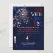 レッドホワイトブルー BBQ 7月4日 招待状 (正面)