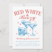 レッドホワイトブージー4th of 7月誕生日 招待状 (正面)