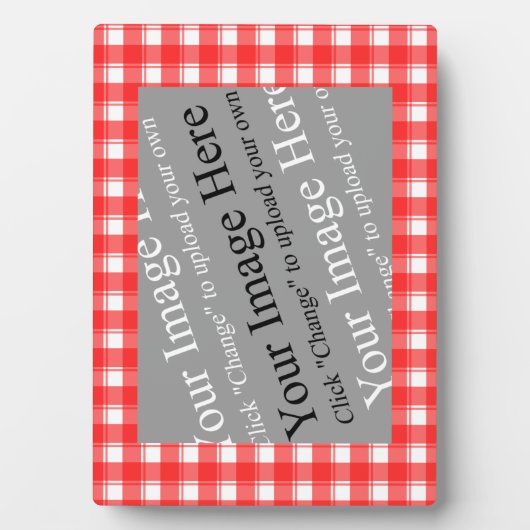 レッドホワイトプレイドカスタムイメージイーゼル フォトプラーク (正面)