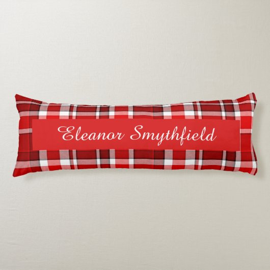 レッドホワイトプレイドタータンチェックカスタム ボディピロー (正面)