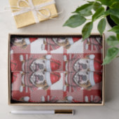 レッドホワイトプレイドブルドッグクリスマスホリデー 薄葉紙 (ギフト)