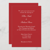 レッドホワイトプレーンシンプル結婚式招待状 招待状 (正面/裏面)