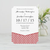 レッドホワイトヘリンボーン結婚式招待状 招待状 (スタンド正面)