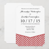 レッドホワイトヘリンボーン結婚式招待状 招待状 (正面/裏面)