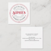 レッドホワイトベイカーベーカリーパティシシェフタイポグラフィ スクエア名刺 (正面/裏面)