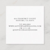 レッドホワイトベイカーベーカリーパティシシェフタイポグラフィ スクエア名刺 (裏面)