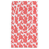 レッドホワイトペパーミントキャンディホールディアパターン スモールペーパーバッグ (正面)