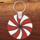 レッドホワイトペパーミントキャンディミントホリデークリスマス キーホルダー (正面)