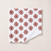 レッドホワイトペパーミントキャンディミントホリデークリスマス バスタオルセット (ウォッシュタオル)