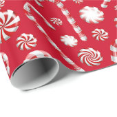 レッドホワイトペパーミントクリスマスラッピング紙 ラッピングペーパー (ロールコーナー)