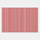 レッドホワイトペパーミントストライプ紙包装セット ラッピングペーパーシート (正面)