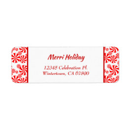 レッドホワイトペパーミント編集可能差出人住所 ラベル