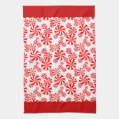 レッドホワイトペプニントホリデーパターンキッチンタオル キッチンタオル (縦)
