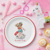 レッドホワイトホリデーファミリーお洒落クリスマス ペーパープレート (パーティー)