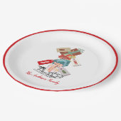 レッドホワイトホリデーファミリーお洒落クリスマス ペーパープレート (アングル)