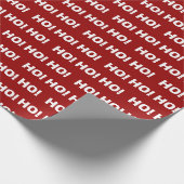 レッドホワイトホーホーホパターンクリスマスホリデー ラッピングペーパー (角)