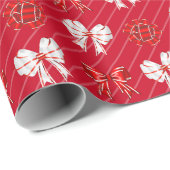 レッドホワイトボウズクリスマスホリデー ラッピングペーパー (ロールコーナー)