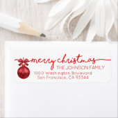 レッドホワイトボードリーメリークリスマス差出人住所 ラベル (インサイチュ)