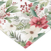 レッドホワイトポインセチア赤ベリークリスマスパターン ショートテーブルランナー (コーナー)