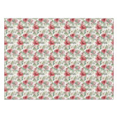レッドホワイトポインセチア赤ベリーパターンクリスマス テーブルクロス (正面(横))