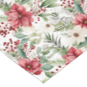 レッドホワイトポインセチア赤ベリーパターンクリスマス テーブルクロス (アングル)