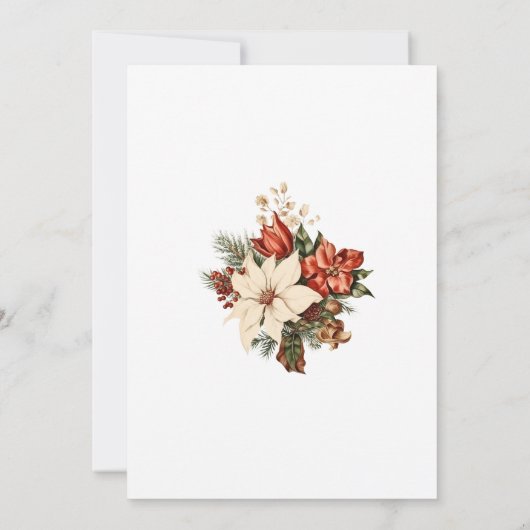 レッドホワイトポインセティアウィンターホリデイブライダルシャワー 招待状 (裏面)