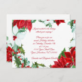レッドホワイトポインセティアスホリーベリーホリデーパーティー ポストカード (正面/裏面)