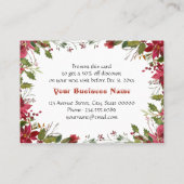 レッドホワイトポインセティアフレームホリディディスカウント 割引カード (裏面)